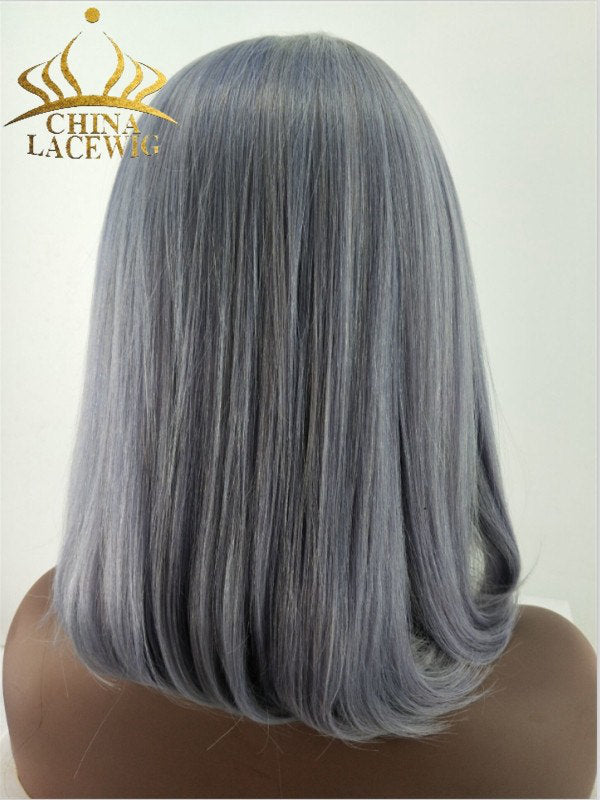 Chinalacewig HD Lace 13x4 Lace Front Wigs Straight Gray Bob Wig Brazilian Human Hair CF440