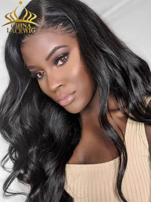 Chinalacewig Long Thick 180% Body Wavy Pre Plucked Hairline 360 Lace Frontal Wigs CF175