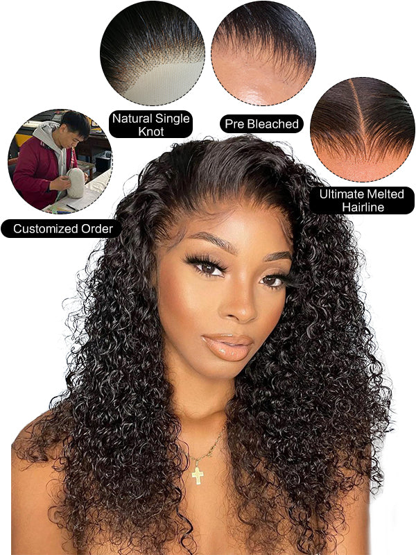 Human hair HD lace front factory side part wig