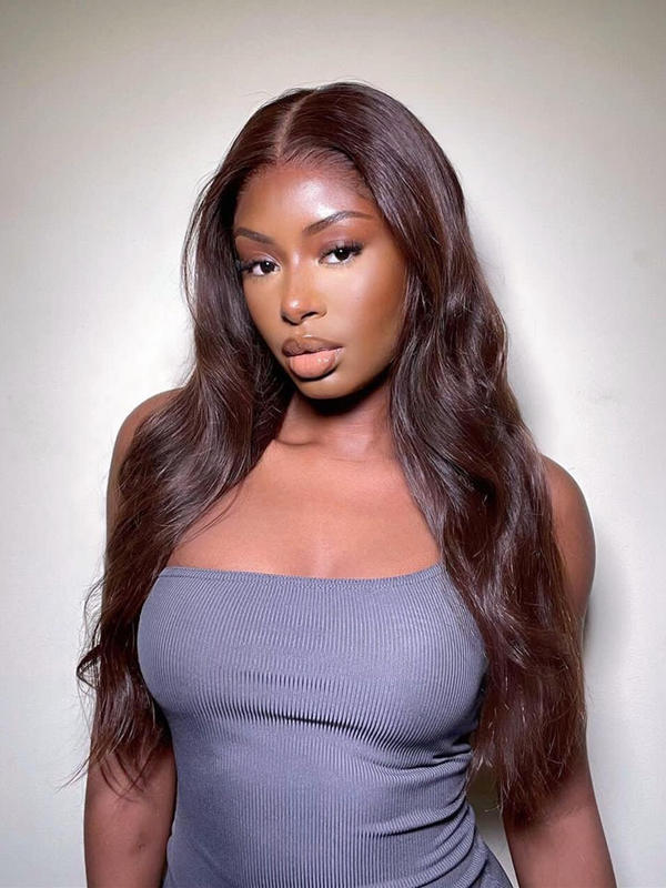 Chinalacewig Rich Honey Brown Color Body Wave 360 HD Invisible Lace Wigs CF91