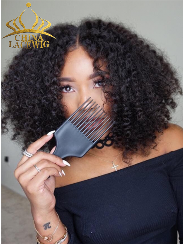 Chinalacewig 5x5 HD Lace Wig Curly Bob Human Virgin Hair CS04