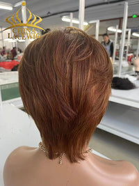 Chinalacewig Ombre Blonde Short Pixie Cut 100% Human Virgin Brazilian Hair Lace Front Wigs CF560